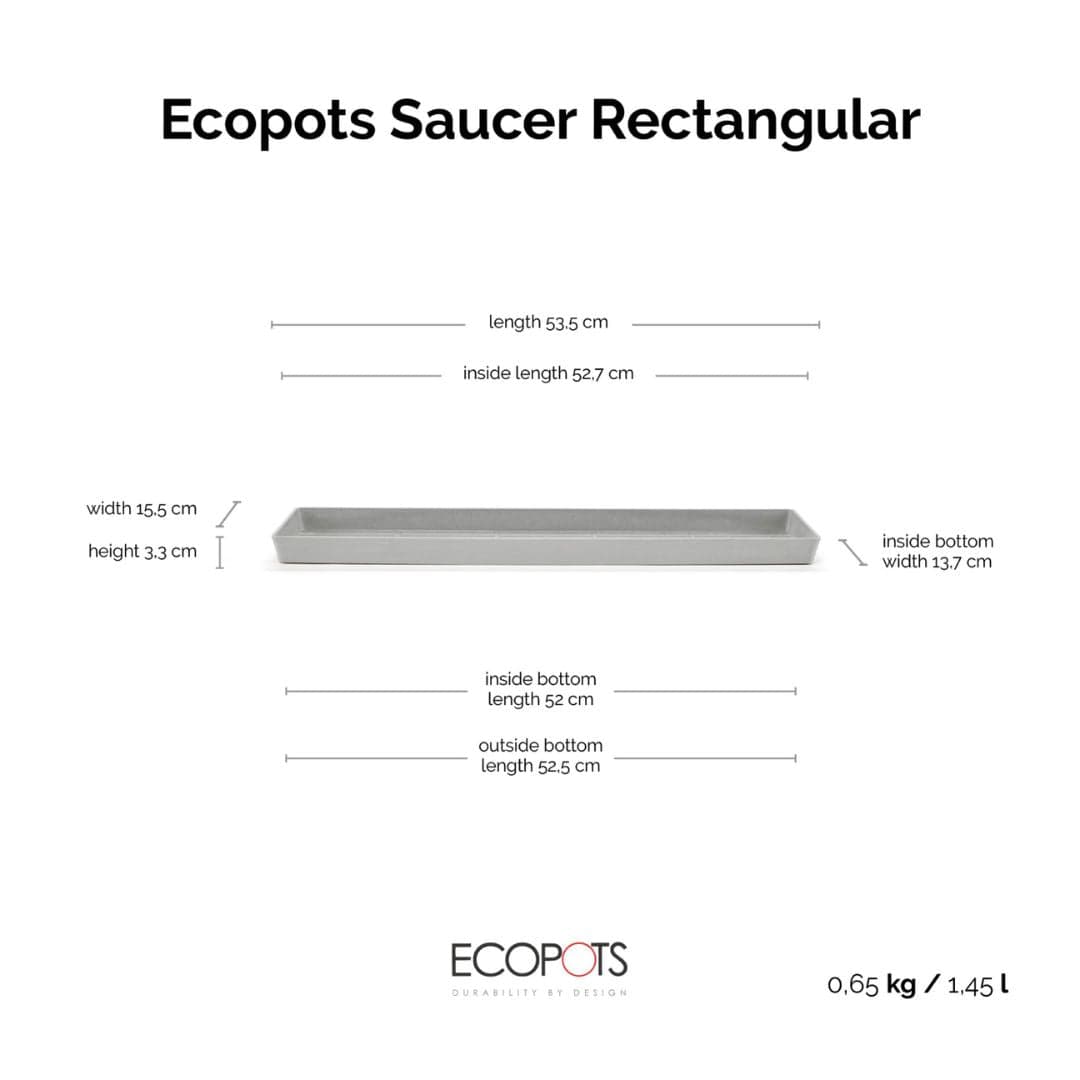 Ecopots Saucer Rectangular White Gray, image 1 of 4