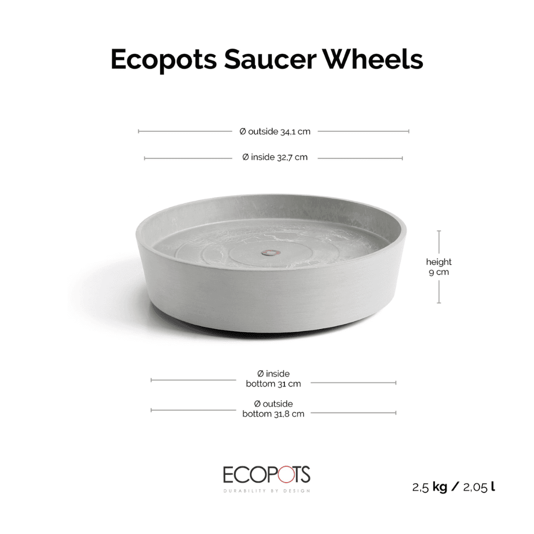 Ecopots Saucer Wheels Round White Gray, image 1 of 8